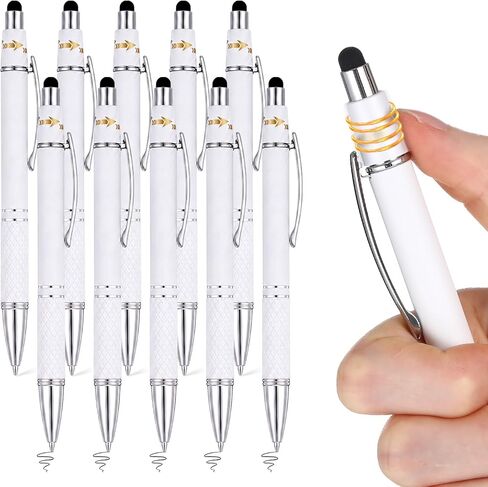 10 Pcs Fidget Pens, Colorful Stress Relief Pens 2-in-1 Metal Stylus Retractable Ballpoint Pen with Stylus Tip 1.0 mm Black Ink Anxiety Relief Pen for Adults Office Coworker Gifts in Kuwait