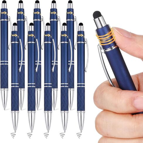 10 Pcs Fidget Pens, Colorful Stress Relief Pens 2-in-1 Metal Stylus Retractable Ballpoint Pen with Stylus Tip 1.0 mm Black Ink Anxiety Relief Pen for Adults Office Coworker Gifts in Kuwait