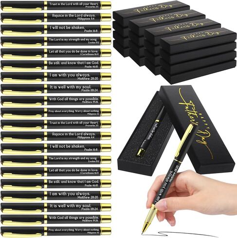 Spakon 20 Set Father's Day Gifts for Church Bulk Inspirational Bible Verse Pen Religious Christian Pens with Box Faith Based Christian Gifts for Men Pastor Office Church Welcome Favor Sunday School in Kuwait