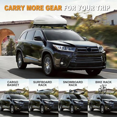 قضبان متقاطعة لحامل السقف من Zorik لسيارة Toyota Highlander 2014-2019 (تناسب XLE Limited SE LE Plus)، 220 رطل أقصى حمولة 2.1 مم من الألومنيوم مع تصميم أقفال معدنية لحاملة البضائع الكاياك in Kuwait