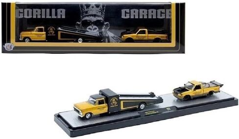 M2 Machines Auto-Haulers 1969 F-350 Pick Up and 1995 Ranger XLT in Metallic Yellow and Black Gorilla Garage R96 26-06 in Kuwait