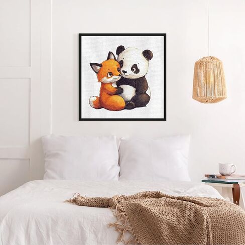 Cross Stitch Kits - Cute Panda Fox Animal Series | Beginner DIY Embroidery Kit with 11CT Fabric & Vibrant Threads | DIY Mindful Gift for Home/Office Decor 9.45 x 9.45 Inch-3-23 in Kuwait