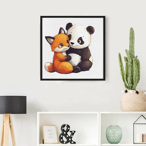 Cross Stitch Kits - Cute Panda Fox Animal Series | Beginner DIY Embroidery Kit with 11CT Fabric & Vibrant Threads | DIY Mindful Gift for Home/Office Decor 9.45 x 9.45 Inch-3-23 in Kuwait
