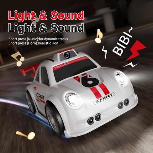 GoolRC RC Cars with Camera, Tabletop Mini Remote Control Car, Racing RC Drift Car with Light and Sound (White) in Kuwait