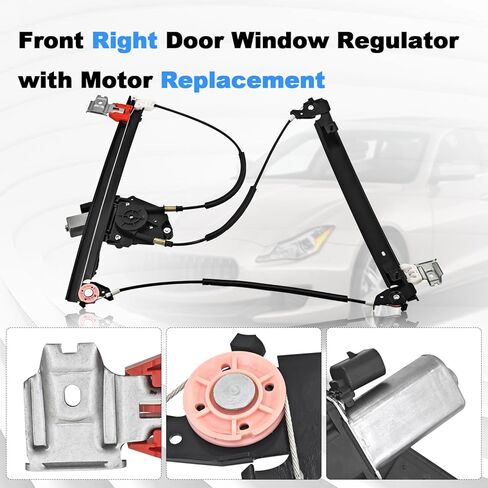 Front Right Window Regulator w/Motor Compatible with Maserati Quattroporte M139 2003-2012 Replace# 66944800, 84934000 in Saudi Arabia