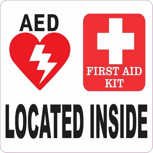 مجموعة الإسعافات الأولية من ستيكر توك AED موجودة داخل ملصق الفينيل، مقاس 5 بوصات × 5 بوصات in Kuwait