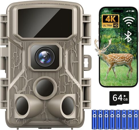 6K 64MP WiFi Trail Camera - Night Vision, Motion Activation, IP67 Waterproof, 130° Wide Angle - Wireless Outdoor Game Cam in Saudi Arabia