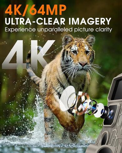 6K 64MP WiFi Trail Camera - Night Vision, Motion Activation, IP67 Waterproof, 130° Wide Angle - Wireless Outdoor Game Cam in Saudi Arabia