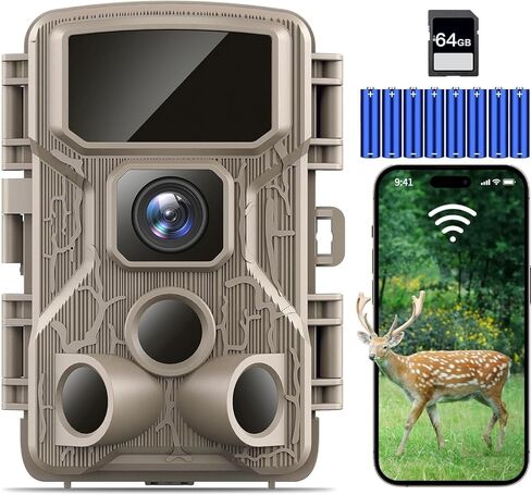 6K 64MP WiFi Trail Camera - Night Vision, Motion Activation, IP67 Waterproof, 130° Wide Angle - Wireless Outdoor Game Cam in Saudi Arabia