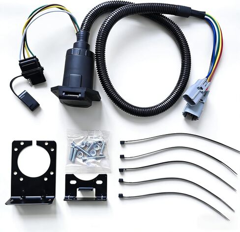 7-Blade and 4-Flat Trailer Wiring Harness for Toyota Tundra 2007-2013 - Complete Vehicle-Side T-Connector Kit, Factory Tow Package Required, Replace OE# 43395 in Saudi Arabia