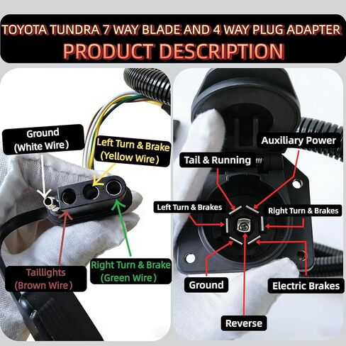 7-Blade and 4-Flat Trailer Wiring Harness for Toyota Tundra 2007-2013 - Complete Vehicle-Side T-Connector Kit, Factory Tow Package Required, Replace OE# 43395 in Saudi Arabia