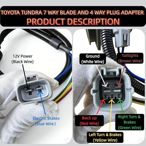 7-Blade and 4-Flat Trailer Wiring Harness for Toyota Tundra 2007-2013 - Complete Vehicle-Side T-Connector Kit, Factory Tow Package Required, Replace OE# 43395 in Saudi Arabia