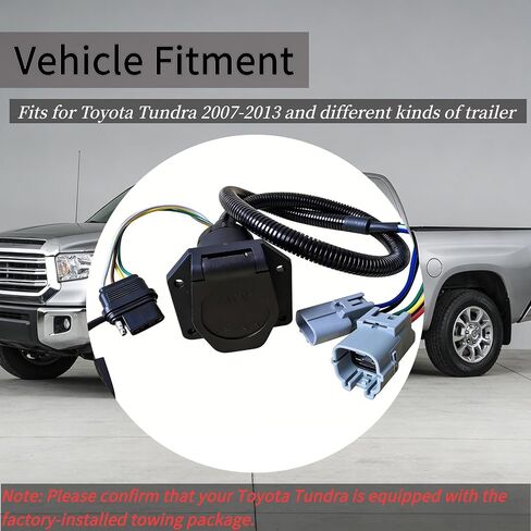 7-Blade and 4-Flat Trailer Wiring Harness for Toyota Tundra 2007-2013 - Complete Vehicle-Side T-Connector Kit, Factory Tow Package Required, Replace OE# 43395 in Saudi Arabia