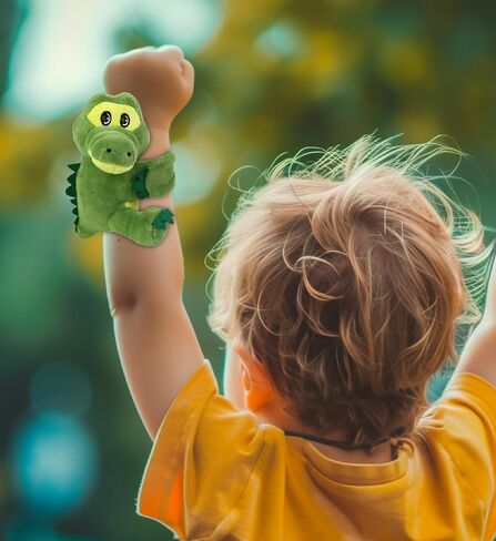 DolliBu Alligator Stuffed Animal Slap Bracelet - Fluffy Wild Animal Magnetic Snap Bracelet for Kids, Wearable Plush Slap Bracelet Wrist Band Toy for Children's Accessory, Play, Party Favor - 4.4 Inch in Kuwait