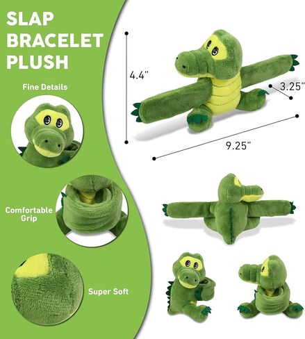 DolliBu Alligator Stuffed Animal Slap Bracelet - Fluffy Wild Animal Magnetic Snap Bracelet for Kids, Wearable Plush Slap Bracelet Wrist Band Toy for Children's Accessory, Play, Party Favor - 4.4 Inch in Kuwait