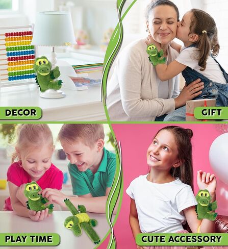 DolliBu Alligator Stuffed Animal Slap Bracelet - Fluffy Wild Animal Magnetic Snap Bracelet for Kids, Wearable Plush Slap Bracelet Wrist Band Toy for Children's Accessory, Play, Party Favor - 4.4 Inch in Kuwait