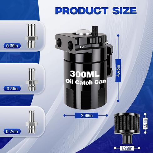 Oil Catch Can, 300ml Oil Catch Can Kit, Aluminum Catch Can with Fuel Line Hose Kit, Coolant Reservoir Tank for Cars, Trucks in Saudi Arabia