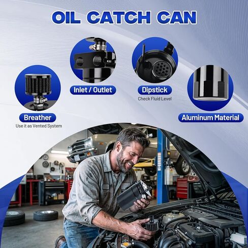 Oil Catch Can, 300ml Oil Catch Can Kit, Aluminum Catch Can with Fuel Line Hose Kit, Coolant Reservoir Tank for Cars, Trucks in Saudi Arabia