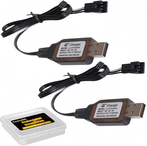 SM-3P Charger with SM-3PIN Plug for 7.4V 2S Lipo Battery RC Car RC Tank RC Boat Toys Universal 7.4V USB Charger Cable with Protection 2 Pack SM3P Charger in Saudi Arabia
