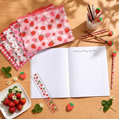 Marspark 6 قطع دفاتر ملاحظات تكوين الفراولة لطيف الوردي تكوين زهرة kawaii واسعة حكمت مجلة 110 صفحة دفاتر الملاحظات العودة إلى المدرسة هدية لمعلم المدرسة، طالب، 9 × 7 بوصة in Kuwait