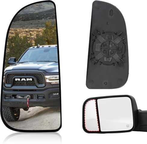 Right Passenger Side Lower Mirror Glass Replacement for 2010-2020 Dodge Ram 1500 2500 3500 4500 5500, Towing Mirrors Convex Rearview Glass with Backing Plate, Replace #68067730AA in Kuwait