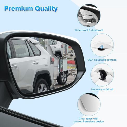 4PCS Blind Spot Mirrors for 2013-2025 Toyota RAV4, 2014-2024 4runner, 2016-2025 Tacoma, HD Glass Frameless Convex Rear View Mirrors, Wide Angle Adjustable Stick for Side Mirror in Saudi Arabia