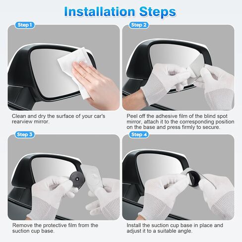 4PCS Blind Spot Mirrors for 2013-2025 Toyota RAV4, 2014-2024 4runner, 2016-2025 Tacoma, HD Glass Frameless Convex Rear View Mirrors, Wide Angle Adjustable Stick for Side Mirror in Saudi Arabia