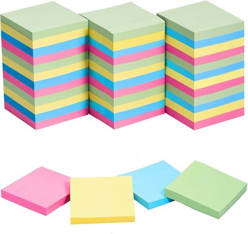 HappyHapi Sticky Notes 3x3 Inches Bulk 36 Pack 3600 Sheets Colored Self-Stick Pads, 100 Sheets/Pad, 4 Bright Colors (Yellow, Green, Pink, Blue) for Office Supplies, School, Home in Saudi Arabia