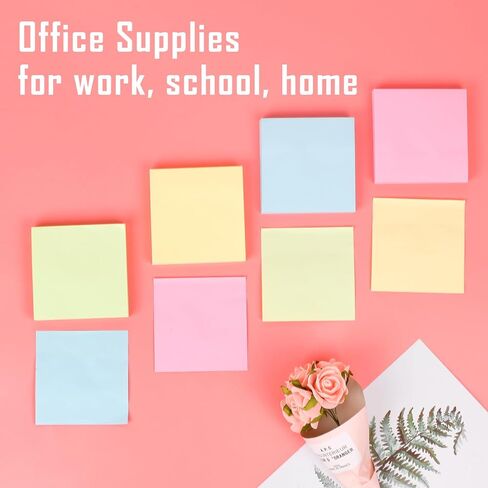 HappyHapi Sticky Notes 3x3 Inches Bulk 36 Pack 3600 Sheets Colored Self-Stick Pads, 100 Sheets/Pad, 4 Bright Colors (Yellow, Green, Pink, Blue) for Office Supplies, School, Home in Saudi Arabia