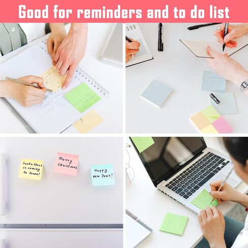 HappyHapi Sticky Notes 3x3 Inches Bulk 36 Pack 3600 Sheets Colored Self-Stick Pads, 100 Sheets/Pad, 4 Bright Colors (Yellow, Green, Pink, Blue) for Office Supplies, School, Home in Saudi Arabia