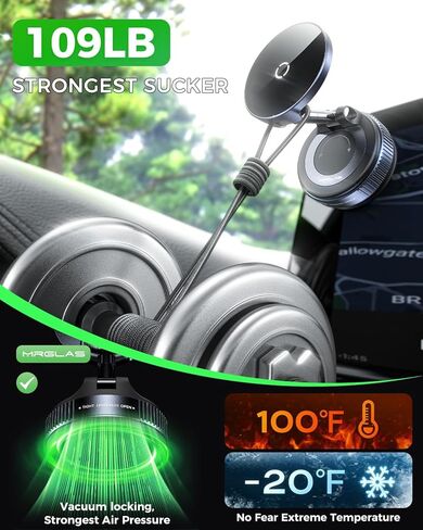 MRGLAS for 15W MagSafe Car Mount Charger, Vacuum Magnetic Wireless Car Charger for iPhone 17 Pro Max Accessories, Suction Cup Phone Mount Charger for iPhone 16 16e 15 14 13 with MagSafe Case in Saudi Arabia