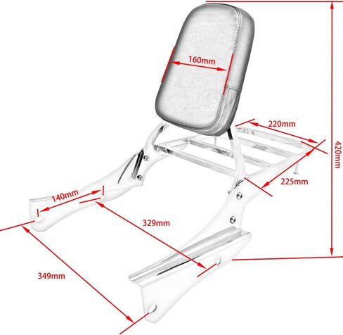 Motorcycle Accessories Passenger Backrest Sissy Bar With Rear Luggage Rack For Honda Shadow Spirit 750 VT750DC 2001-2008 (Chrome) in Kuwait