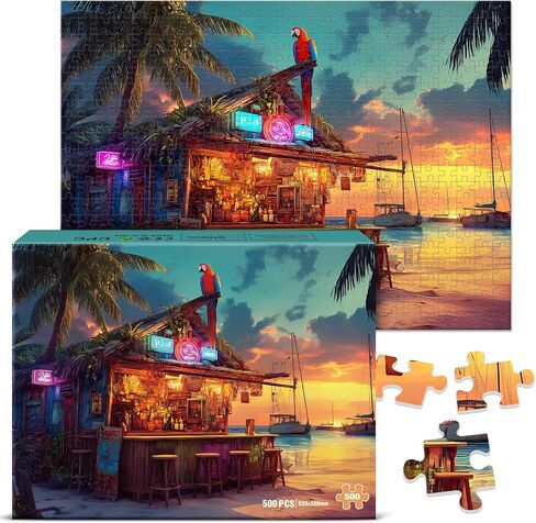 500 Pieces Puzzle for Adults, Colorful House Town Puzzle for Adults Seniors, Recycled Paper Tree Flower Scene Jigsaw Puzzle 500 Pieces, Fun Challenging Family Game Great Gift for Friends 20.5 * 15 in in Saudi Arabia