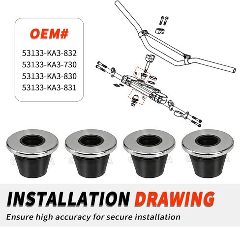 4 PCS Handlebar Rubber Cushion/Damper/Bushing for Honda Motorcycle RF450X/CRF450RL/CRF450L/CR125R CRF450R/CR500R/CRF250R/CRF250X/CR250R OEM# 53133-KA3-832 in Kuwait