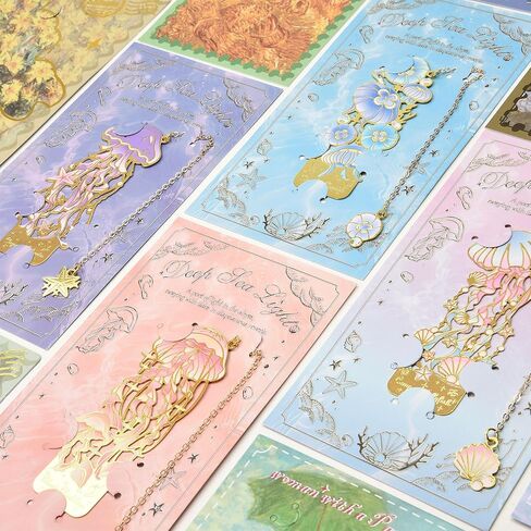 4 Pcs Metal Bookmarks Set for Reading Lovers Book Lovers Gifts, for Women, Men, Kids, Girls, Readers - Jellyfish in Saudi Arabia