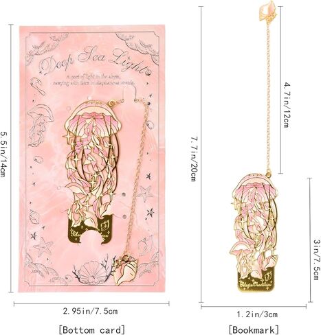4 Pcs Metal Bookmarks Set for Reading Lovers Book Lovers Gifts, for Women, Men, Kids, Girls, Readers - Jellyfish in Saudi Arabia