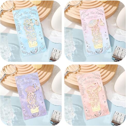 4 Pcs Metal Bookmarks Set for Reading Lovers Book Lovers Gifts, for Women, Men, Kids, Girls, Readers - Jellyfish in Saudi Arabia