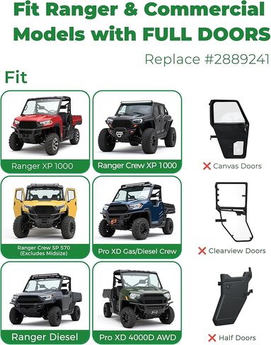 Ranger Side Mirrors Door Mounted, VOUTRAK Rearview Mirrors Compatible with Ranger Northstar, Crew SP XP 1000 570 (Not for Midsize), Convex Mirrors with Fold-In Design, FOR FULL DOOR ONLY (#2889241) in Saudi Arabia