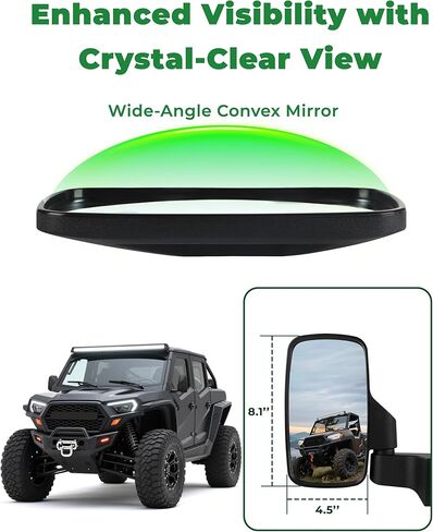 Ranger Side Mirrors Door Mounted, VOUTRAK Rearview Mirrors Compatible with Ranger Northstar, Crew SP XP 1000 570 (Not for Midsize), Convex Mirrors with Fold-In Design, FOR FULL DOOR ONLY (#2889241) in Saudi Arabia