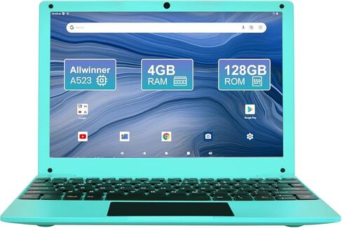 Mini Laptop 10.1 inch Android 14, 4GB RAM, 128GB EMMC, Small Computer HD IPS Display, 1280x800 Pixel, Portable Netbook with Allwinner A523 CPU Black in Saudi Arabia