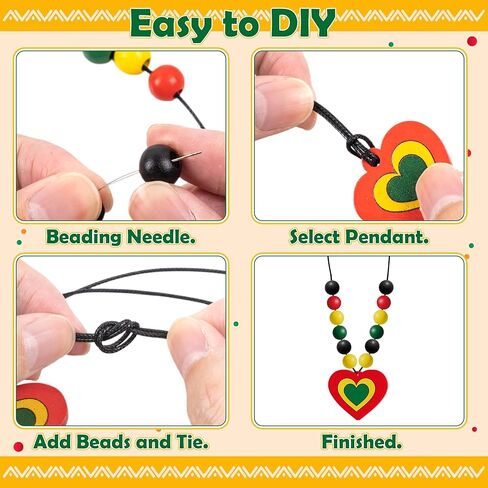 Eternity sky 32 Pcs Juneteenth Beads Necklace Craft Making Wooden Beaded Jewelry Gifts Bulk for Black History Month African Freedom Day Party Favors Decorations in Saudi Arabia