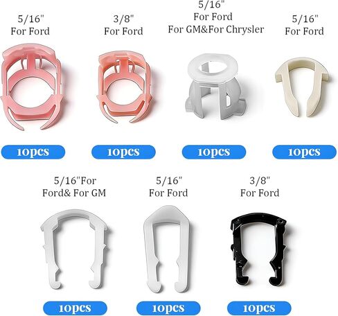 Osilly 70PCS Car Fuel Line Clips, 7 Size Vehicle Fuel Hose Retainer Clamp Assortment, Automotive Repair Kit Replacement Accessories, Compatible with 3/8" & 5/16" Fuel Pipe in Kuwait