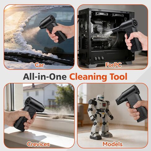 Compressed Air Duster, 130000 RPM High-Speed Electric Air Duster with Brushless Motor, 3 Magnetic Nozzles, 4 Speeds, LED Light & 5000mAh Rechargeable Battery for PC Keyboard Car Cleaning in Saudi Arabia