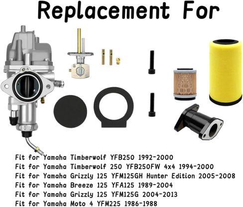 مكربن YFB250 متوافق مع Yamaha Timberwolf 250 YFB250FW 1992 1993 1994 1995 1996 1997 1998 1999 2000 Carb يستبدل 4KD-14101-02-00 4BD-14101-00-00 مع 1YW-14451-00-00 أجزاء فلتر الهواء in Kuwait