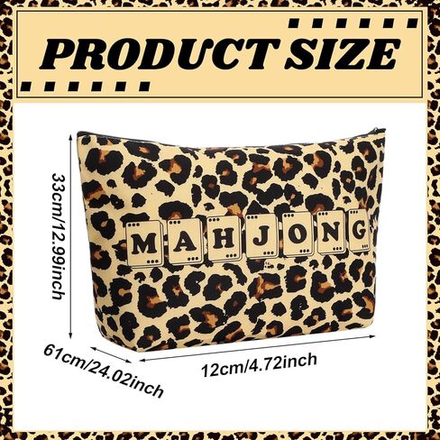 Gilprop 3 Pcs Leopard Print Empty Mahjong Bag Set 24 x 13 x 4.7 Inch Cheetah Print Mahjong Carrying Bags with Handle Tiles Bag and Racks Card Pusher Drawstring Bags for Travel Party Game Accessories in Saudi Arabia
