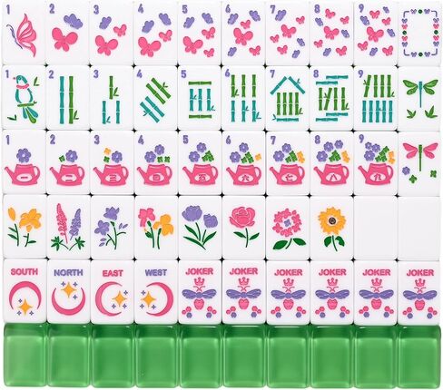 مجموعة Mahjongg الأمريكية الفاخرة، 166 بلاط أكريليك أخضر هلامي شفاف كبير (1.26 بوصة)، حديقة ساحلية/حديقة باستيل جمالية مع حقيبة حمل من القماش، هدية مثالية للمضيفة in Kuwait
