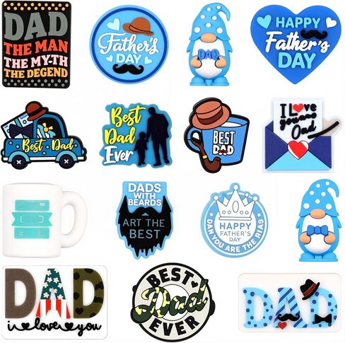 Watersay 15 Pcs Dad Silicone Focal Beads Silicone Bulk Father Silicone Beads for Keychain Necklace Bracelet Jewelry Making DIY Father's Day Gift in Saudi Arabia