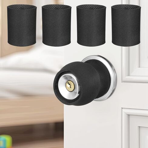 4 Pcs Black Rubber Doors Knob Cover Cushion Reusable Door Handle Covers Anti-Scald and Antifreeze Doors Handle Protector Nonslip Door Handles Grip Doorstop Knob Wall Protector for Summer and Winter in Kuwait
