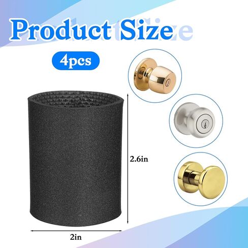 4 Pcs Black Rubber Doors Knob Cover Cushion Reusable Door Handle Covers Anti-Scald and Antifreeze Doors Handle Protector Nonslip Door Handles Grip Doorstop Knob Wall Protector for Summer and Winter in Kuwait