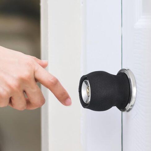 4 Pcs Black Rubber Doors Knob Cover Cushion Reusable Door Handle Covers Anti-Scald and Antifreeze Doors Handle Protector Nonslip Door Handles Grip Doorstop Knob Wall Protector for Summer and Winter in Kuwait